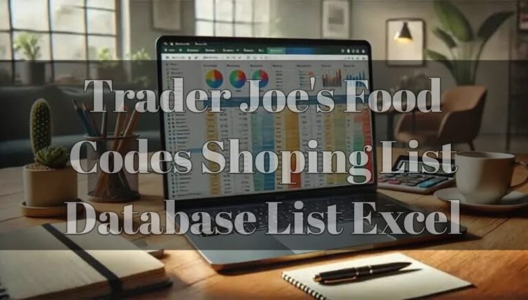 Trader Joe's Food Codes Shoping List Database List Excel